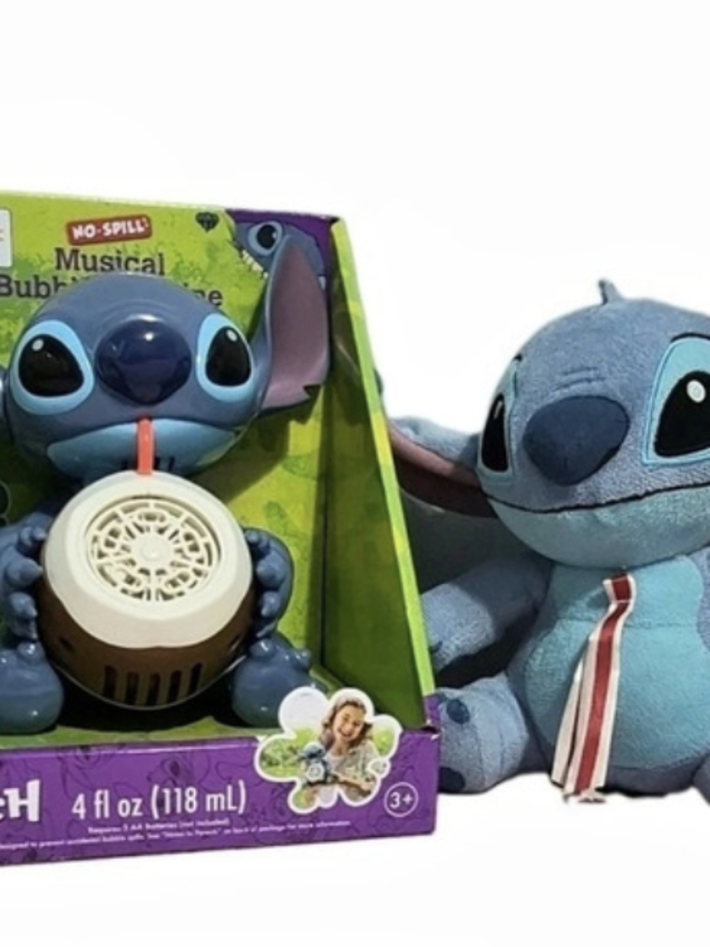 Disney Stitch Plush & Musical Bubble Toy Blue & Pink